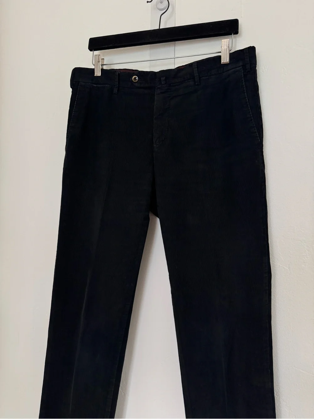PT01 Torino Corduroy Trousers Navy Blue Slim Cut Cotton Minimalist